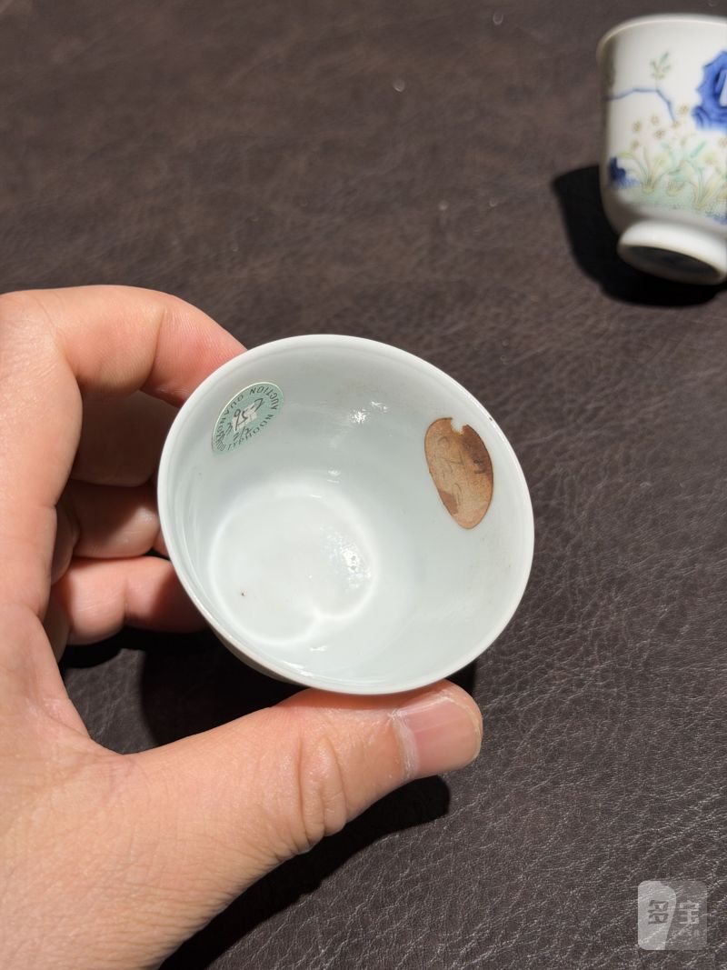 清康熙 斗彩花神杯一对 - 图8